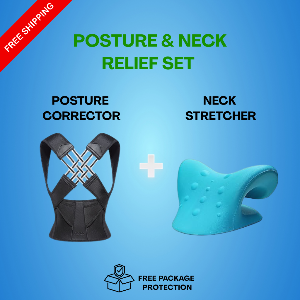 Posture and Neck Relief Set - Instant Posture Corrector Belt + Neck Stretcher